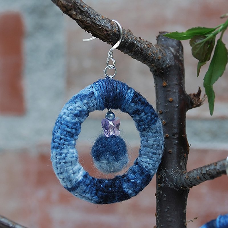 Dyed blue dyed handmade 925 sterling silver earrings // single sold - Earrings & Clip-ons - Cotton & Hemp 