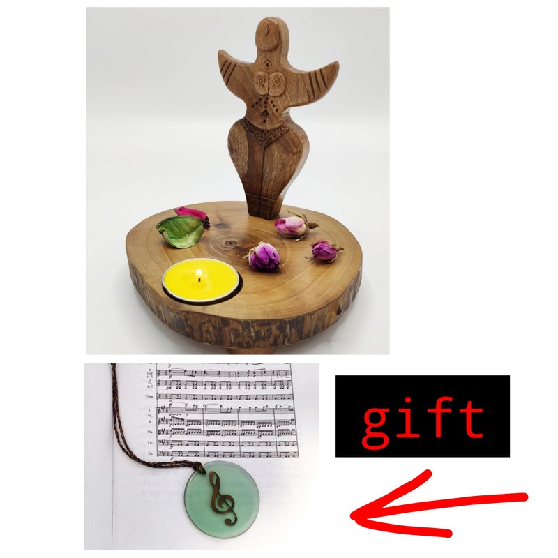 Wooden ancient statue, candle holder. Handcarved. Inspired by an ancient statue. - Candles & Candle Holders - Wood 