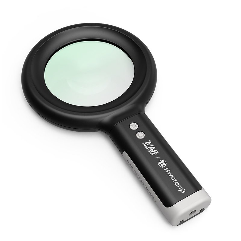 [OHBIG x MAD joint] 1.6x/2.5D plano-convex green glass LED dimming and color-adjustable telephoto magnifying glass - Other - Glass Black