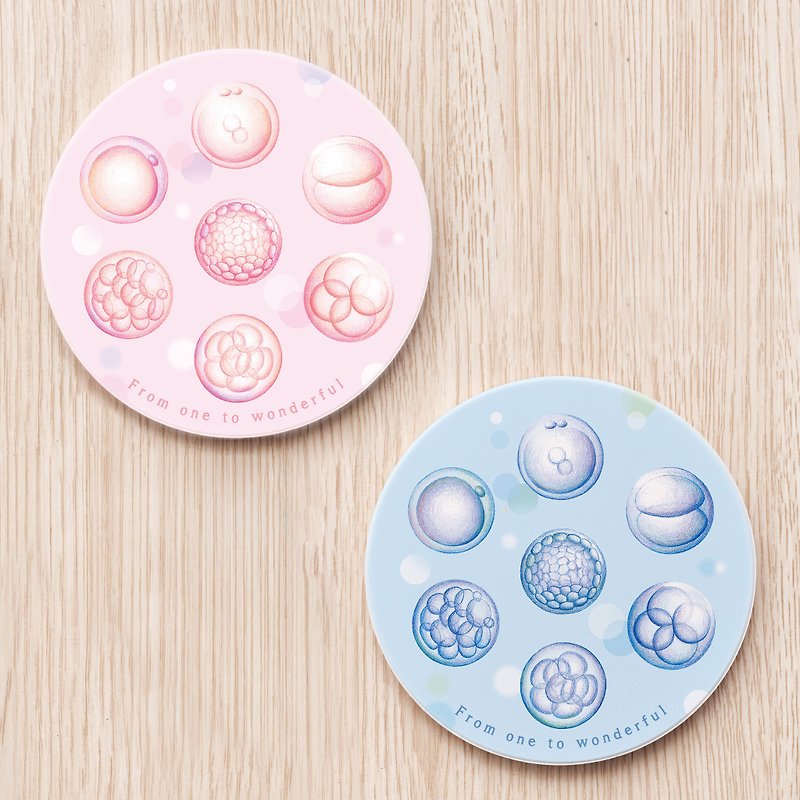 The Mystery of Life Customized Ceramic Coasters/Fertilized Egg Embryonic Cells Maternity Souvenirs and Monthly Gifts - ที่รองแก้ว - เครื่องลายคราม สีส้ม