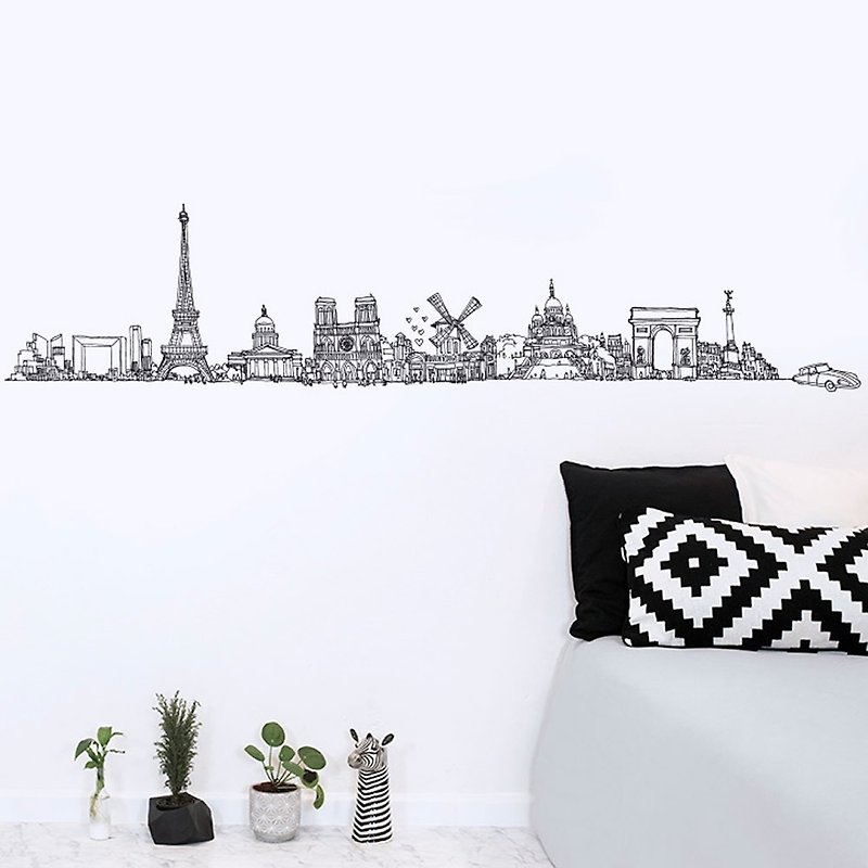 Slow travel to Paris with hand-painted wall stickers - ตกแต่งผนัง - วัสดุอื่นๆ สีดำ