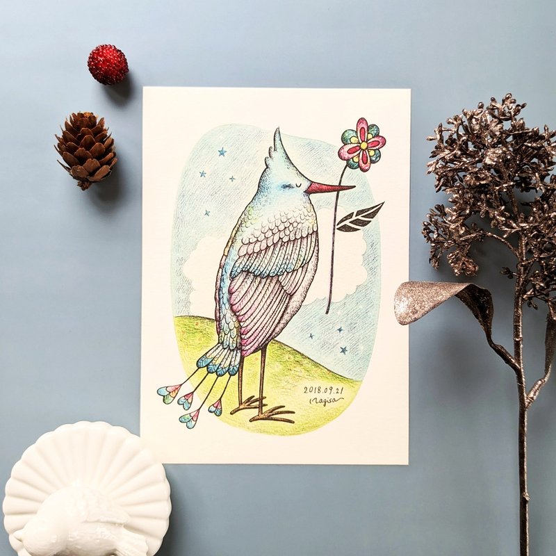 5×7 The Blue Bird of Happiness Art print - โปสเตอร์ - กระดาษ สีน้ำเงิน