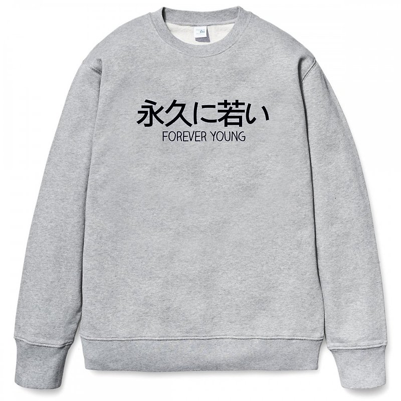 Japanese Forever Young GRAY SWEATSHIRT - เสื้อยืดผู้ชาย - ผ้าฝ้าย/ผ้าลินิน สีเทา