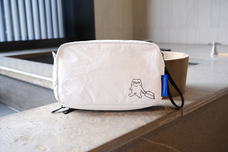 วัสดุอีโค กระเป๋าเครื่องสำอาง ขาว - A must for summer outings! Bring ME! World-weary Cat Waterproof Storage Bag