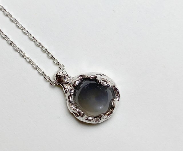 ムーンストーン月食 ネックレス/ シルバー 925、グレームーンストーン - ショップ yutingjewellery ネックレス - Pinkoi