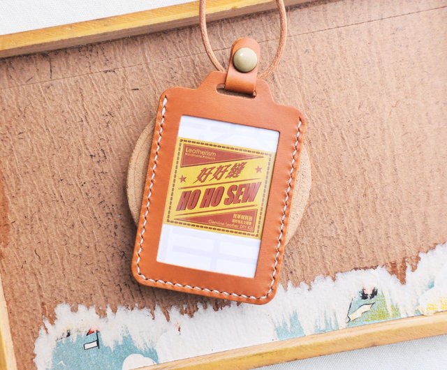 Classic Straight ID Card Holder—Orange Brown ｜TAN] Well-stitched