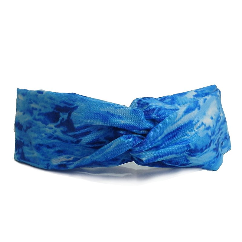 Xu you all the way scenery American cloth cross hair band - Headbands - Cotton & Hemp Blue