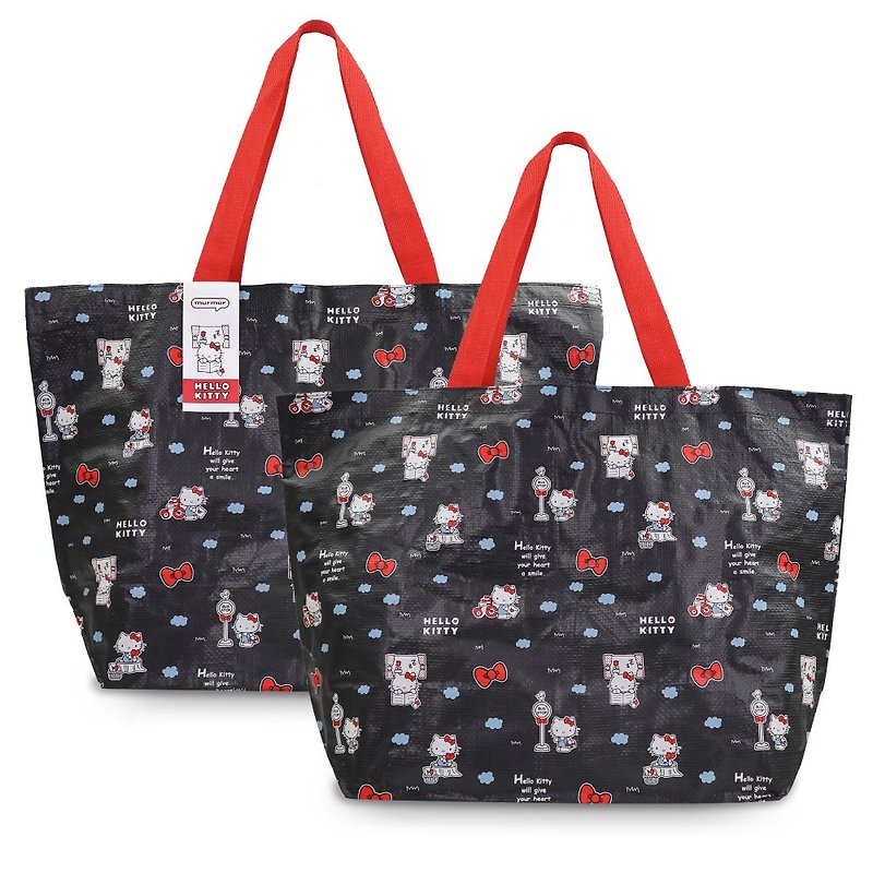聚酯纖維 手袋/手提袋 黑色 - murmur 編織購物袋(中) | Hello Kitty(送信黑) | 環保手提袋