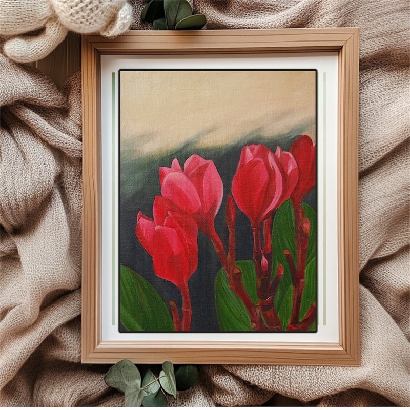 *Misty Series - Unknown Flower Language: Genesis* Hand-Painted Oil Painting, Not a Print - โปสเตอร์ - ผ้าฝ้าย/ผ้าลินิน 