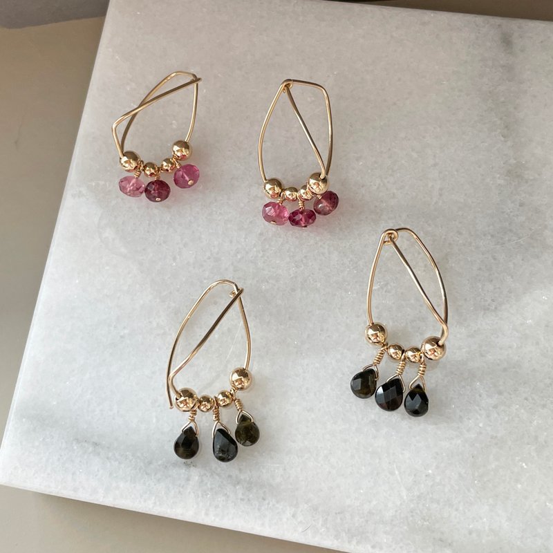 Dancing in the Rain Tourmaline Earrings 14K Gold-Filled - Earrings & Clip-ons - Semi-Precious Stones Pink
