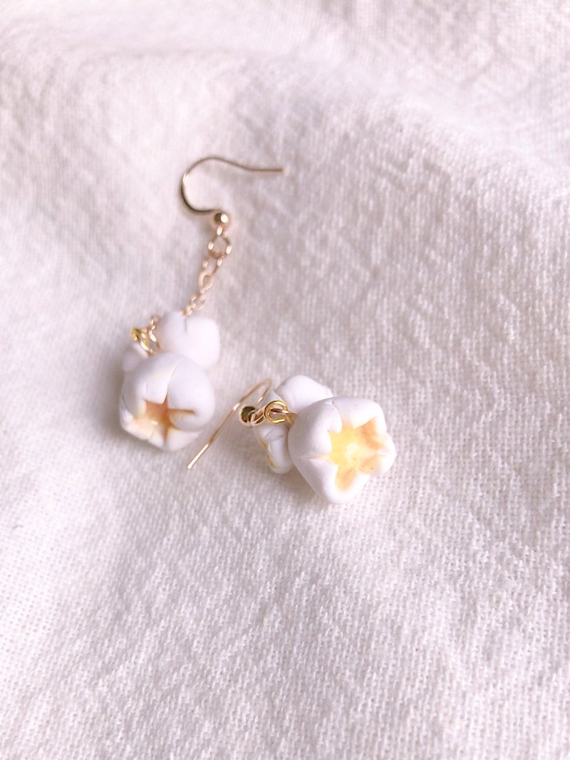 Other Materials Earrings & Clip-ons White - Polymer clay actual size popcorn earrings