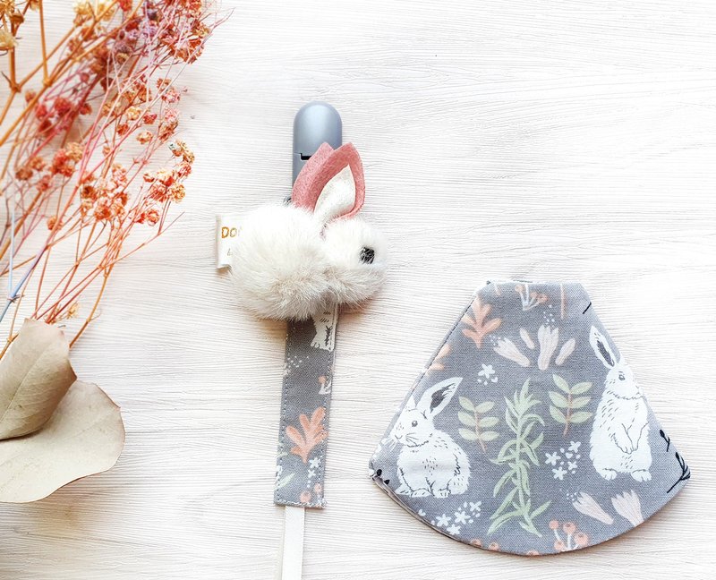 Rabbit forest shape pacifier chain dustproof storage - Baby Bottles & Pacifiers - Cotton & Hemp Gray