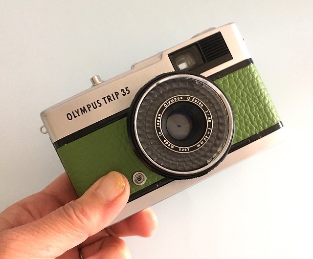Olympus TRIP 35 Film Camera with veggie green genuine leather