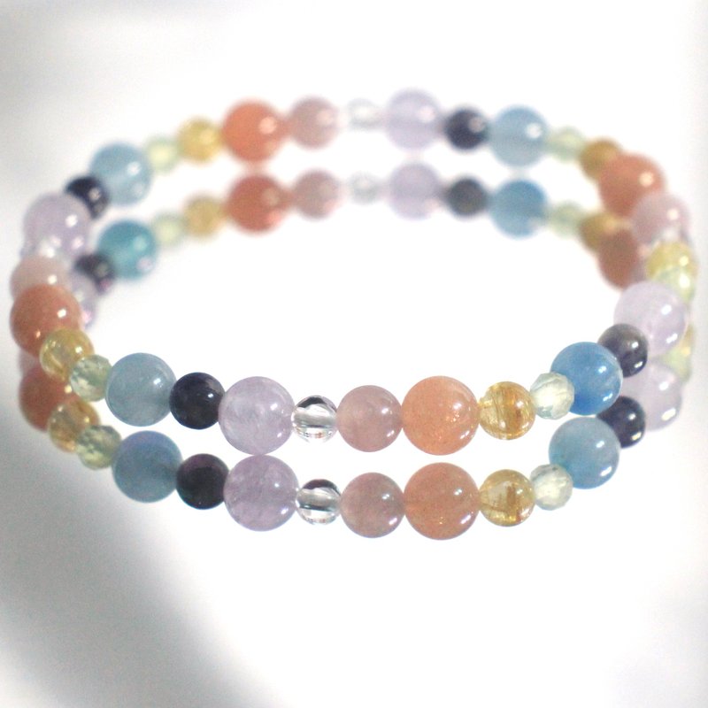 Rose Quartz| Stone|Blonde Stone|Prehnite|Aquamarine|Cordierite|Amethyst|Good Luck|Crystal Bracelet - Bracelets - Crystal Multicolor