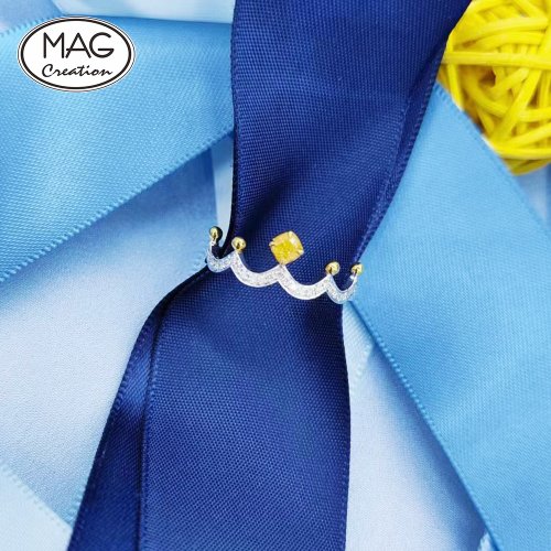 MAG Creation 黃鑽系列 | 18K白金天然鑽石小皇冠戒指