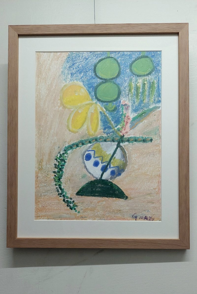 原畫 花的組合 藍色棉花糖窗景 - 海報/掛畫/掛布 - 紙 卡其色