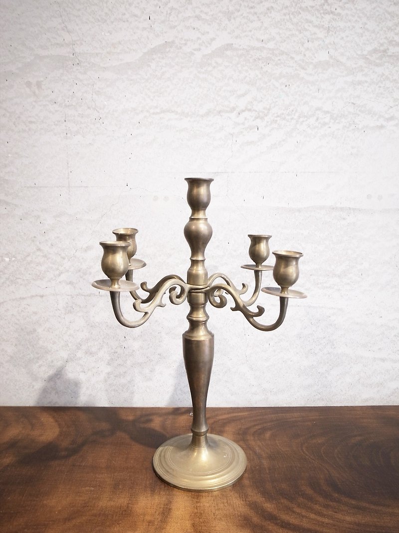80年代古典歐式古董燭台 - 香氛蠟燭/燭台 - 其他金屬 卡其色