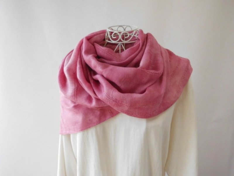 New colors of fall (cosmos) _ 2 Plant tree dyeing · silk · large format long stall - Scarves - Silk Pink