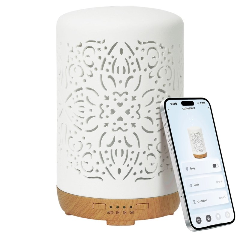 【Earnest Living】 Hollow Ceramic Fragrance Water Oxygen Machine AIOT Intelligent Control Humidifier - น้ำหอม - ดินเผา ขาว