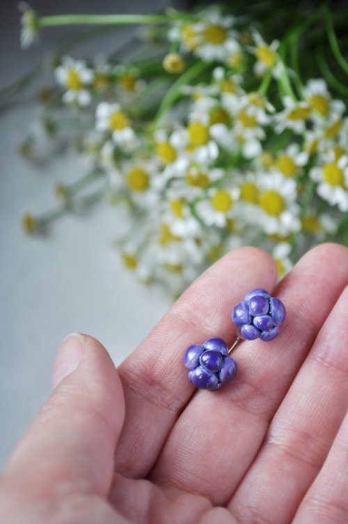Toutberry Cute gift for little girl Blackberry earrings Raspberry studs Silver posts