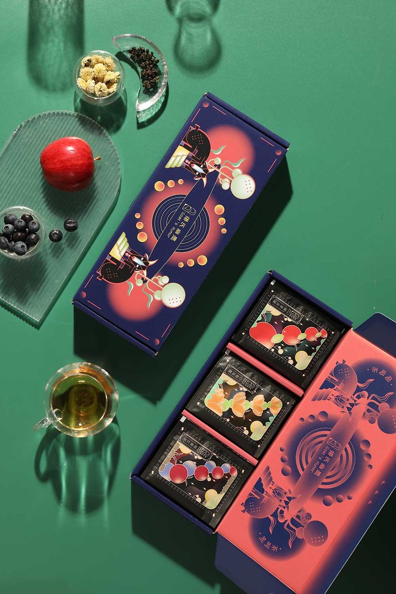 Spring Festival gift box [Yang's Youmo] fruit tea queue New Year's Day gift box - Tea - Other Materials 
