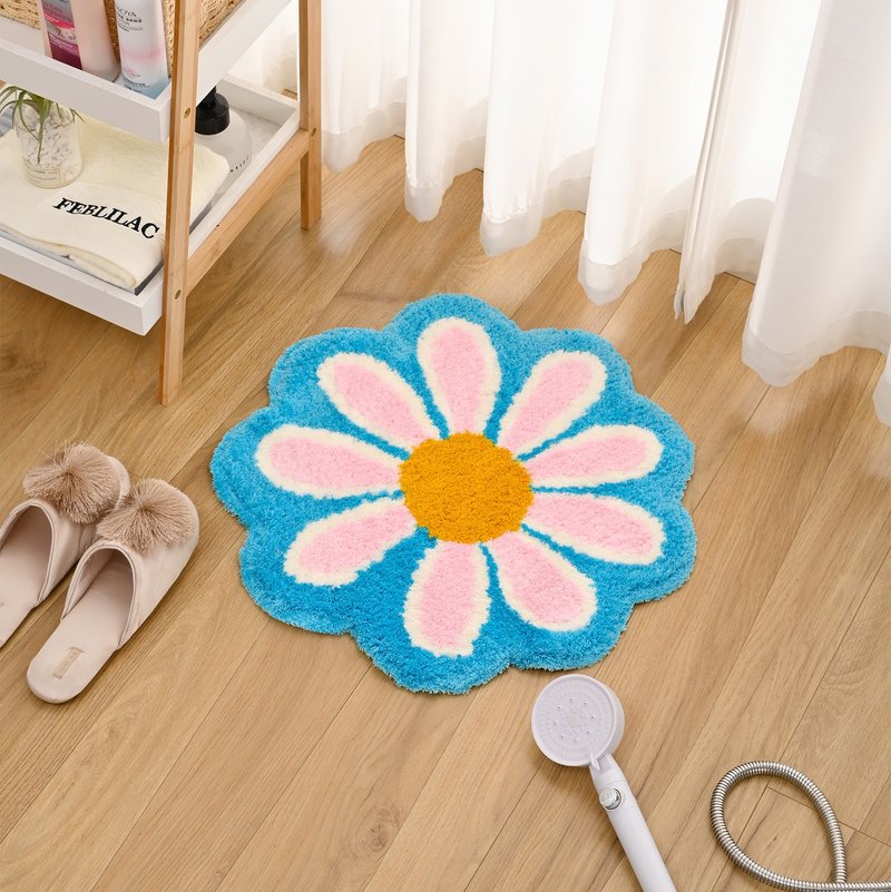 Flowers Tufted Bath Rug Cute Absorbent Non-slip Floor Mat Rug for Barhroom - พรมปูพื้น - เส้นใยสังเคราะห์ หลากหลายสี