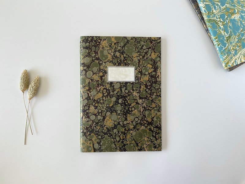 Marbled paper notebook A5 - สมุดบันทึก/สมุดปฏิทิน - กระดาษ สีเขียว