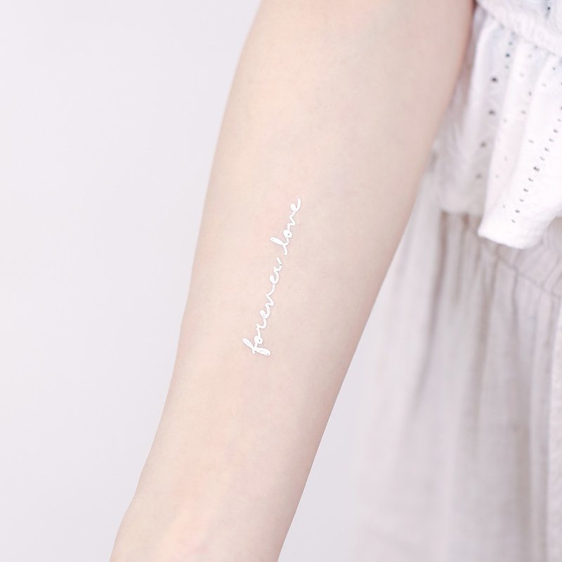 Surprise Tattoos - Forever Love  Temporary Tattoo - สติ๊กเกอร์แทททู - กระดาษ สีเงิน