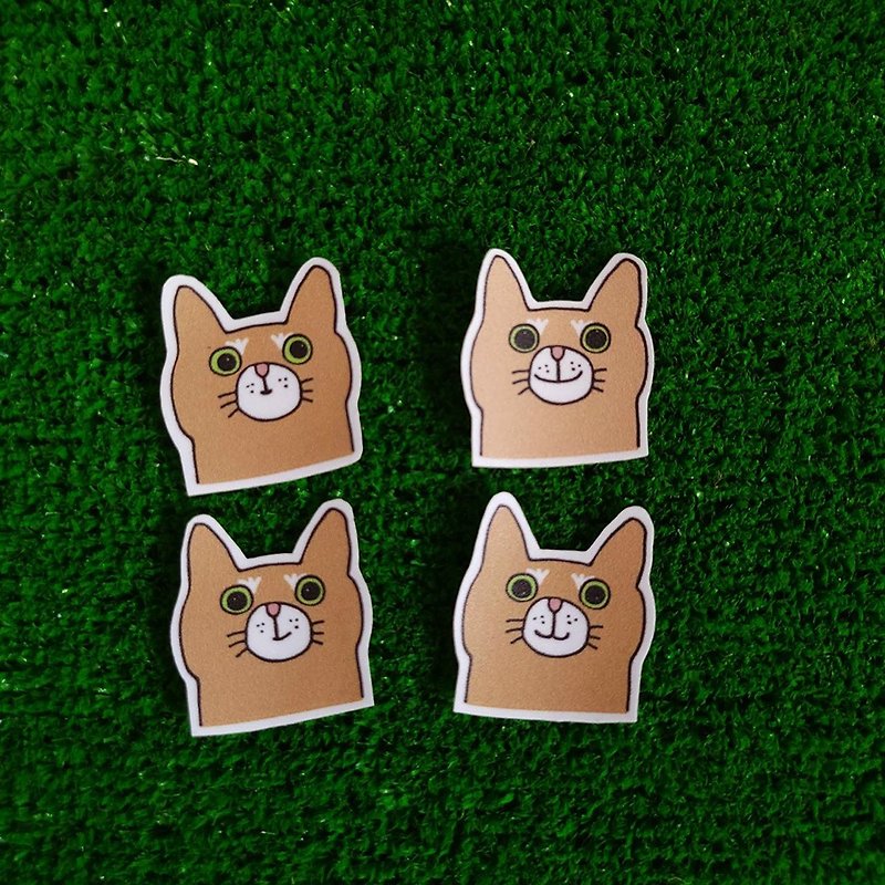 Four emoji stickers for cats - สติกเกอร์ - วัสดุกันนำ้ สีกากี