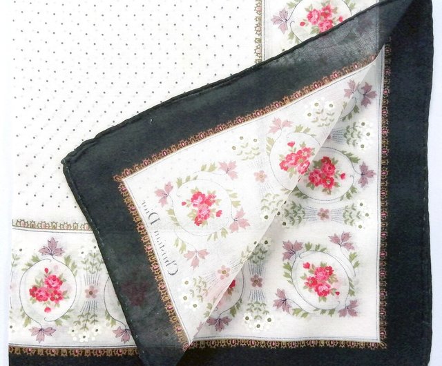 Christian Dior ヴィンテージ ハンカチ フローラル ベージュ 19