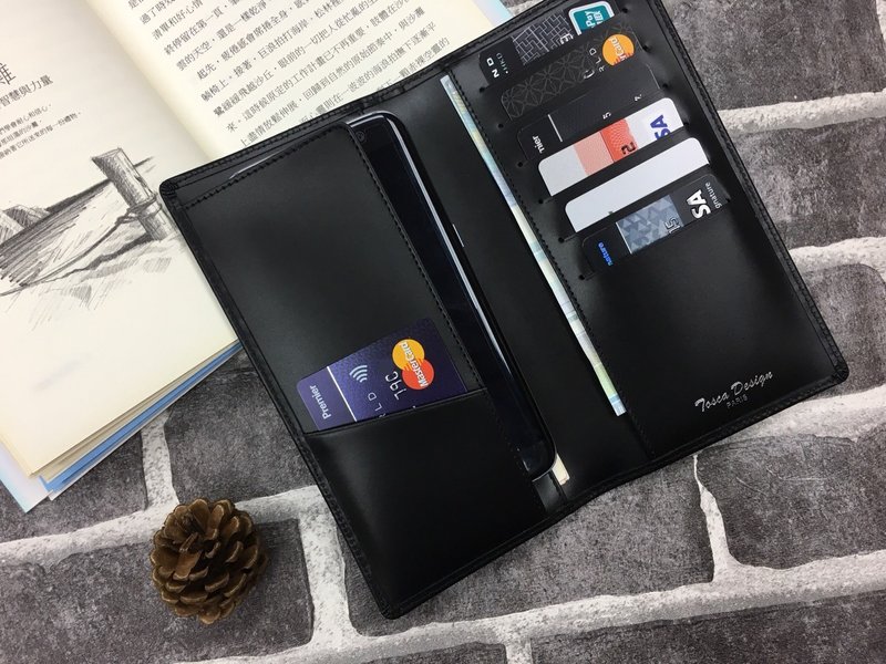 Tosca | OCÉAN Phone Wallet - 手機銀包 真皮 手機皮夾 錢包 - 錢包/皮夾/長短夾 - 真皮 黑色