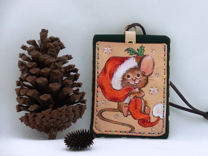 Leather wine bag cloth leisure card certificate set Christmas squirrel 1 - ID & Badge Holders - Genuine Leather 