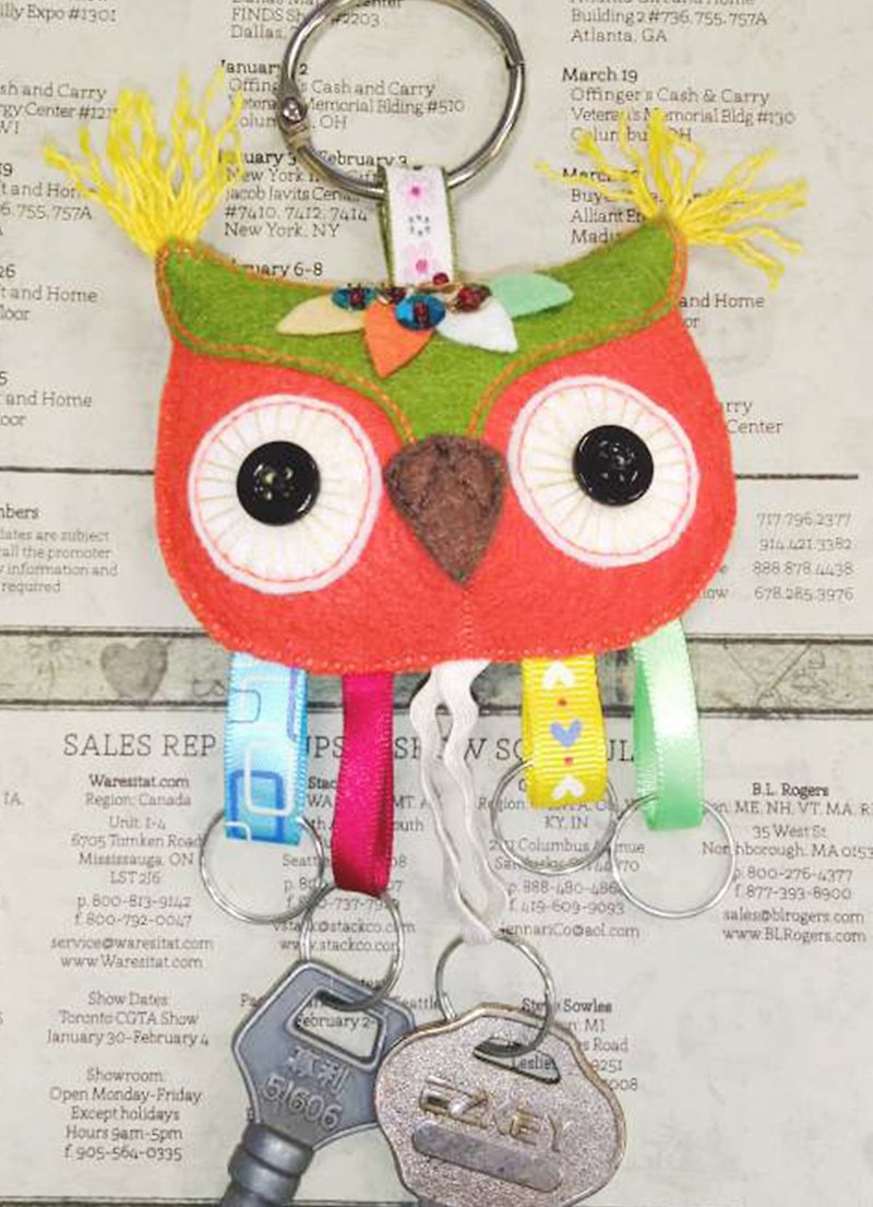 Key Holder - Orange Owl - ที่ห้อยกุญแจ - ไฟเบอร์อื่นๆ สีส้ม