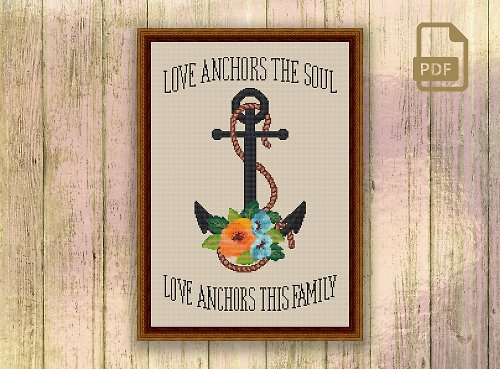 CountryMagicStitch Love Anchors This Family Cross Stitch Pattern #v010