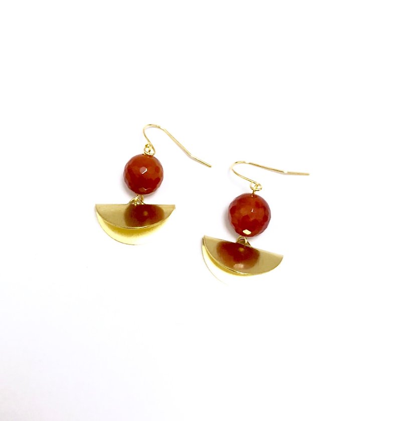 Red Stone Half Moon Earrings - Earrings & Clip-ons - Crystal Red