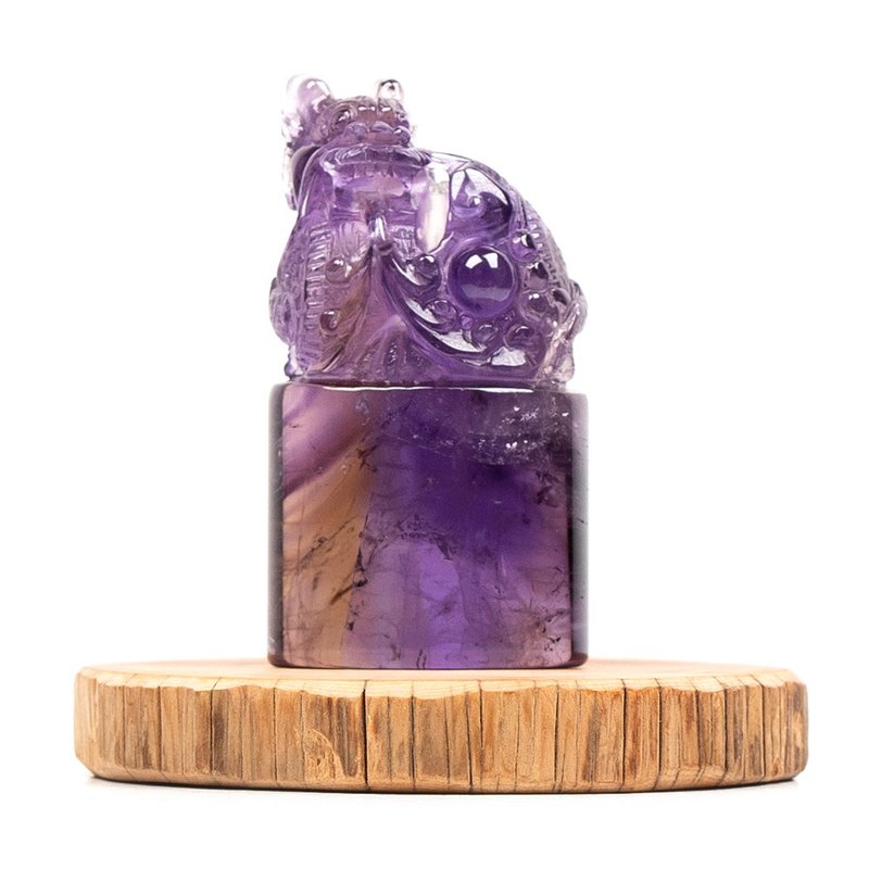 【正佳珠寶】紫黃晶 頂級手工龍雕刻 156g 紫黃晶雕刻擺件 - 其他 - 半寶石 多色
