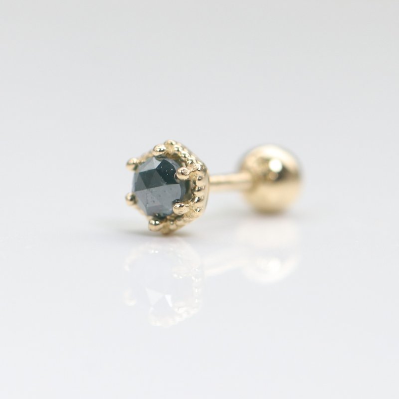 14K 六方形藍色原鑽鎖珠耳環(單個) - 耳環/耳夾 - 貴金屬 金色
