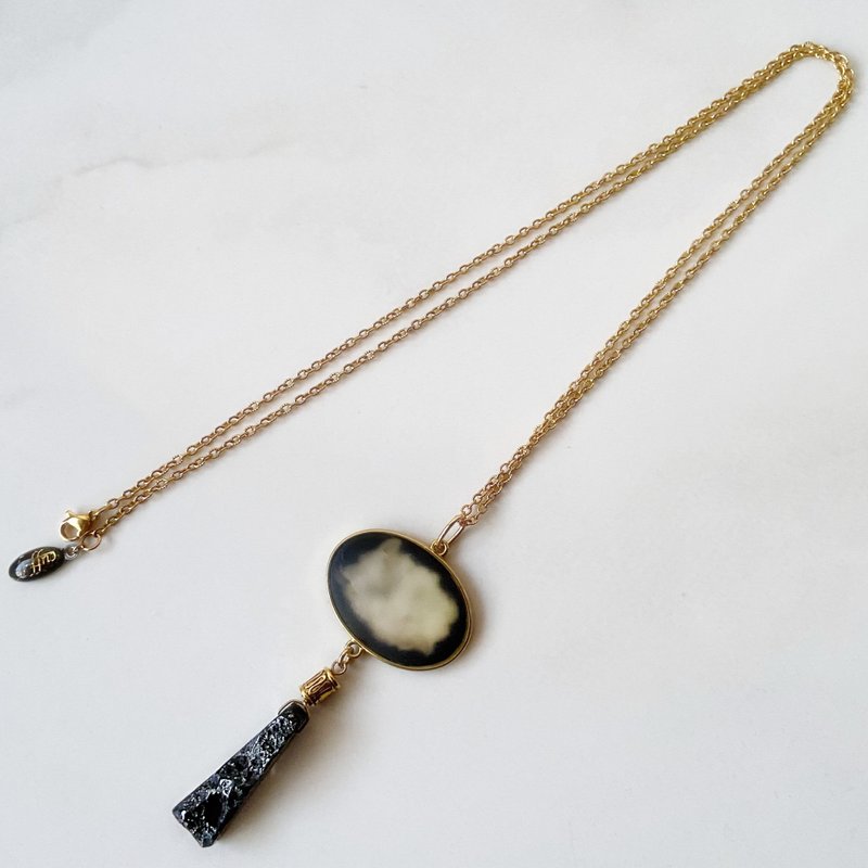 Galaxy necklace /full moon/ Interchangeable full moon_gold L - Necklaces - Resin Gold