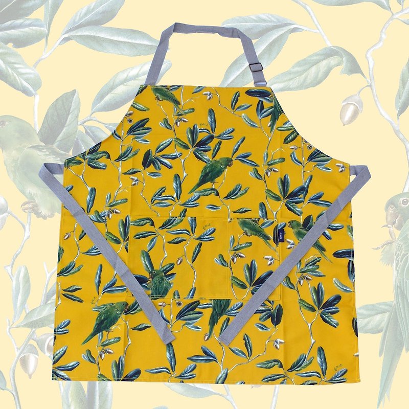 PARAKEET mustard yellow apron - ผ้ากันเปื้อน - วัสดุอื่นๆ สีเหลือง