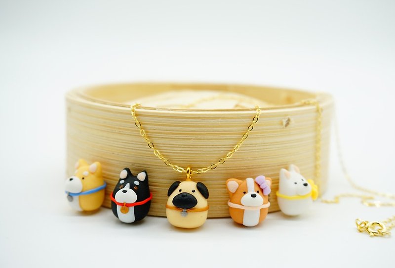 Dog's Necklace Huskie Samoyed Pug Corgi Shiba Inu Pendant for Dog Lovers Xmas - Necklaces - Clay Multicolor