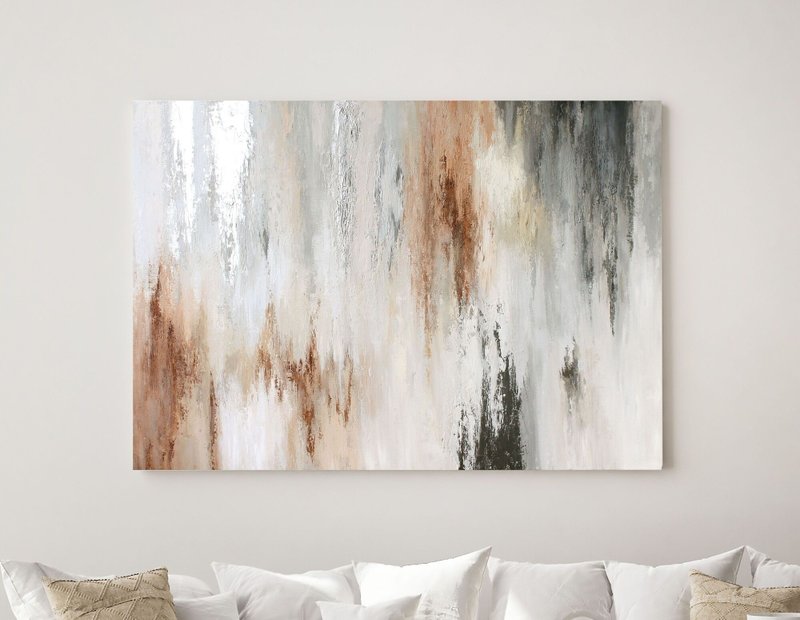 Abstract Painting Beige | Bedroom Abstract Brown | Beige Abstract art |Instant 2 - 壁貼/牆壁裝飾 - 棉．麻 咖啡色