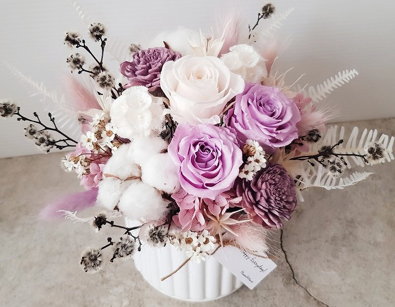 Dreamy Purple White Porcelain Basin │Universal Congratulations Flower Gift│Home Decoration│ - ช่อดอกไม้แห้ง - พืช/ดอกไม้ สีม่วง