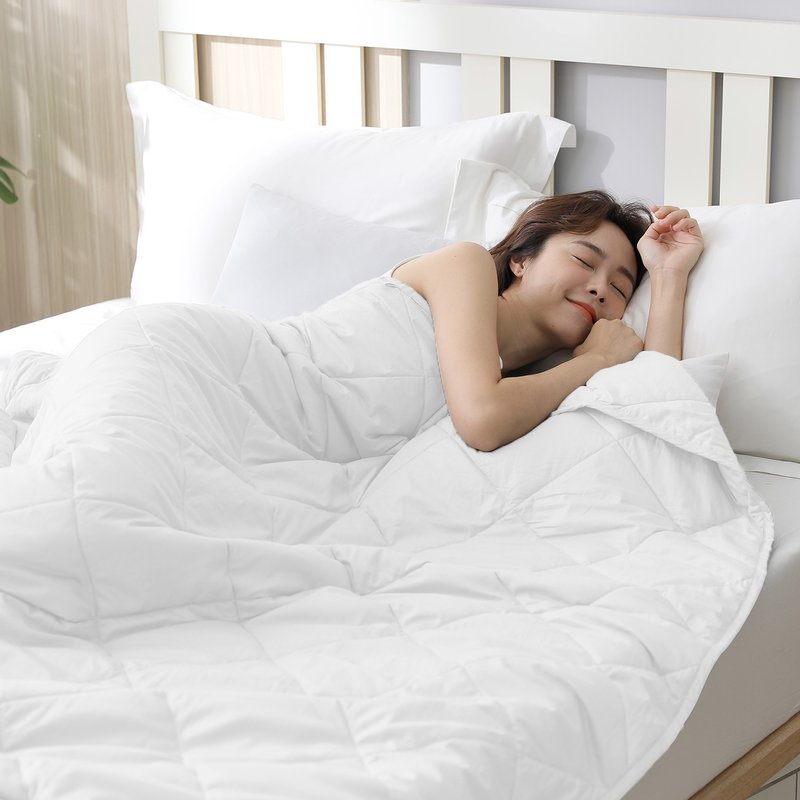【Tumaz月熊】助眠重力被 配重款 | 單邊減壓 易翻身側睡適用 - 棉被/毛毯 - 棉．麻 白色