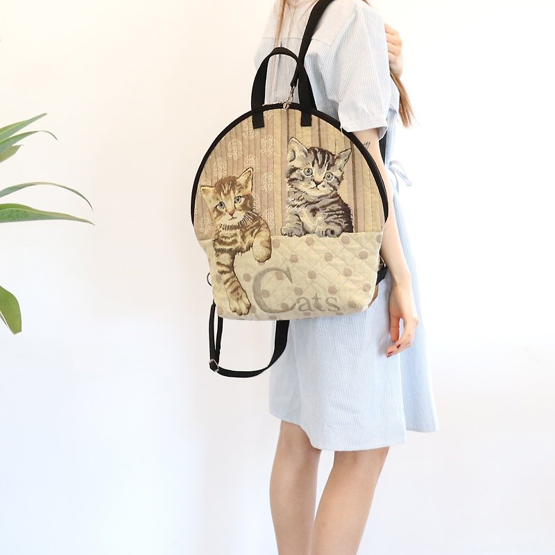 手作りの女性のバックパックの猫のデザイナーバッグ604m - リュックサック - その他の素材 
