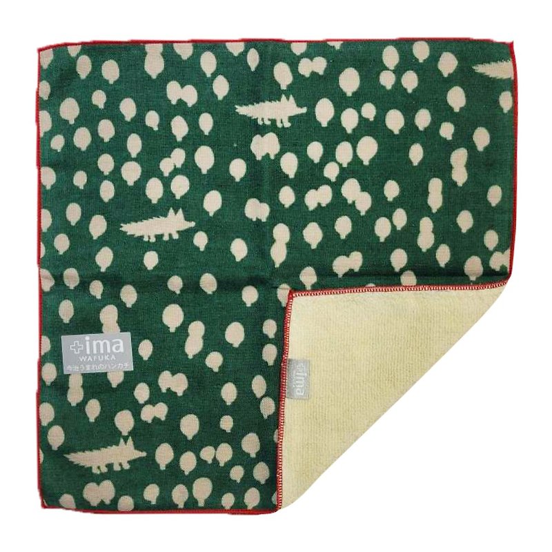Japan's Prairiedog Imabari Organic High Quality Cotton Square-Wolf Forest - ผ้าขนหนู - ผ้าฝ้าย/ผ้าลินิน สีเขียว