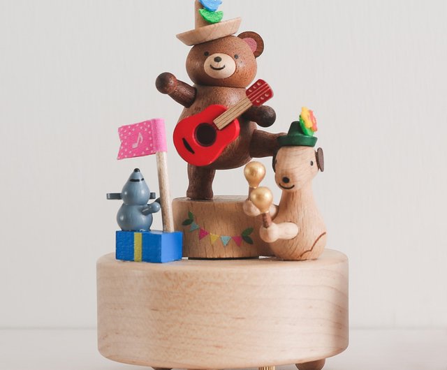 Wooderful life 木製オルゴール クマ 台湾発 Wooderful life