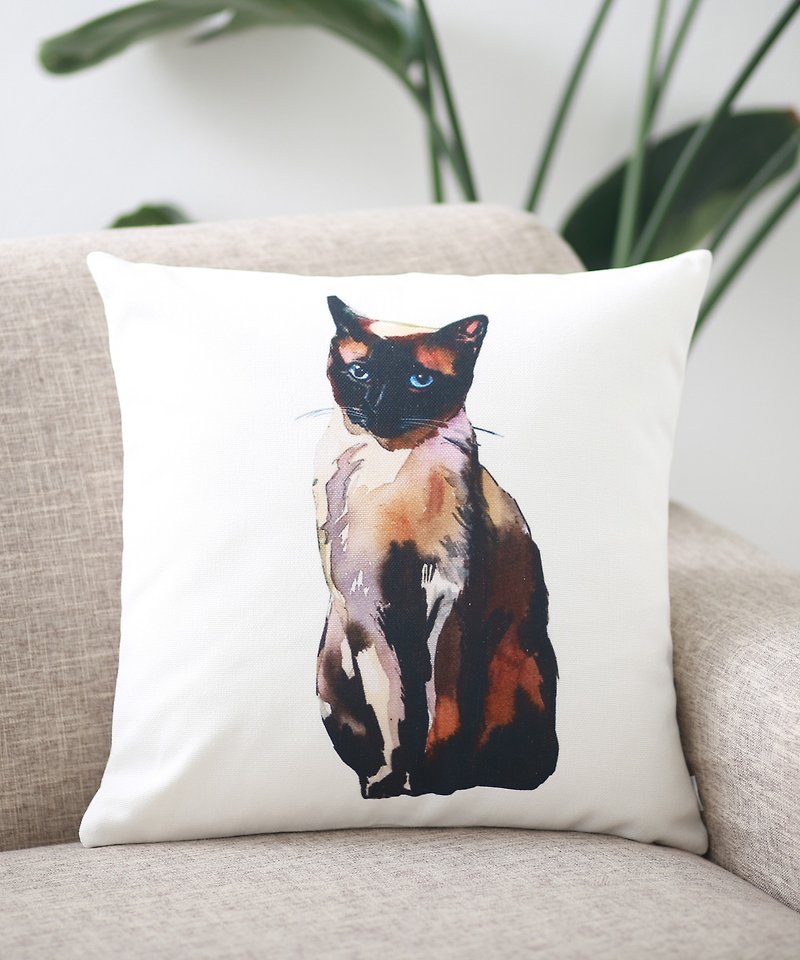Jubilee Cushion Cover Cat Design MEKONG BOBTAIL - Pillows & Cushions - Cotton & Hemp Multicolor