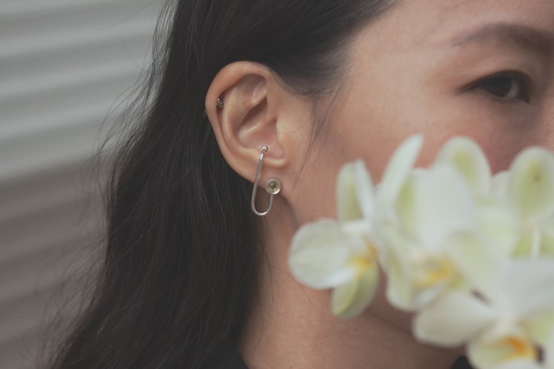 【黃晶 | 單邊一只】925純銀造型針式耳環 - 耳環/耳夾 - 純銀 