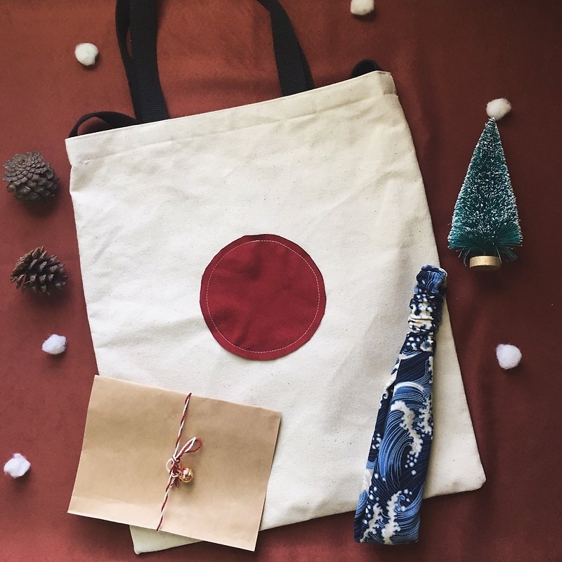 I secretly call / Christmas gift bag gift exchange: Japanese dual bag + a hair band - กระเป๋าแมสเซนเจอร์ - ผ้าฝ้าย/ผ้าลินิน สีแดง