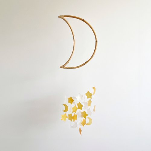 HO’ USE DIY-KIT | Brooklyn, 11pm_Star, Crescent_Gold-M/ Shell Wind Chime Mobile | #0-344